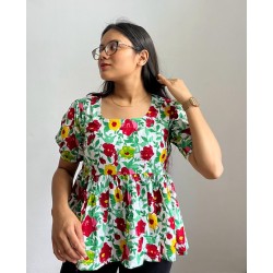 COLOURFUL FLORAL ROSE TOP
