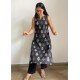 BLACK FLOWER LONG STRAIGHT KURTI