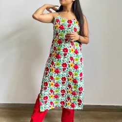 COLOURFUL FLORAL LONG STRAIGHT KURTI