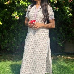 LILAC LITTLE MOTIFS LONG STRAIGHT KURTI