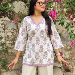 LILAC MOTIFS SHORT STRAIGHT KURTI