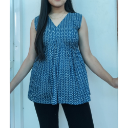 INDIGO ZIG ZAGS MOTIFS CLAIRE TOP