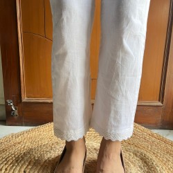 COTTON WHITE STRAIGHT PANTS