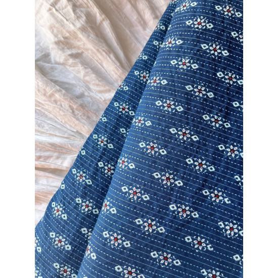 BLUE FLOWER KANTHA LONG STRAIGHT KURTI BLUE FLOWER KANTHA LONG STRAIGHT KURTI
